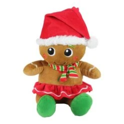 Northlight 11" Brown & Red Plush Sitting Gingerbread Christmas Figurine Set -Michaels Store D253924S 12