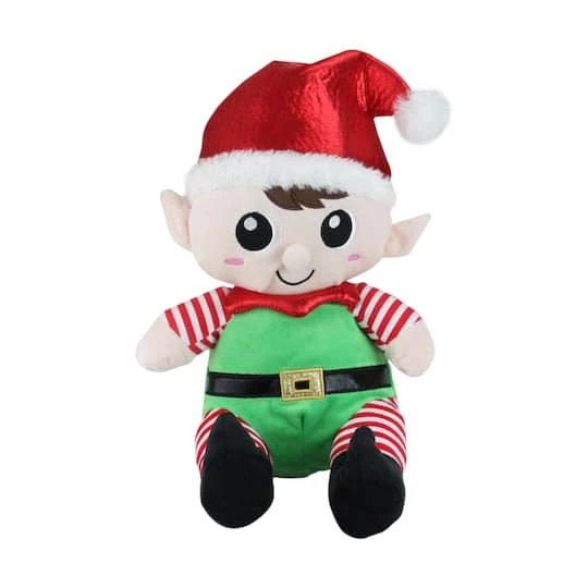 Northlight 13" Red Plush Sitting Boy & Girl Christmas Elf Figure Set 3 Northlight 13" Red Plush Sitting Boy & Girl Christmas Elf Figure Set - Image 3