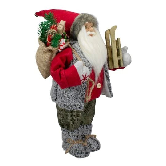Northlight 18" Standing Santa Christmas Figure Carrying Presents & Sled 6 Northlight 18" Standing Santa Christmas Figure Carrying Presents & Sled - Image 6
