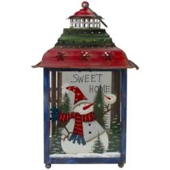 Northlight 15" Red, Green & Blue Snowman Christmas Lantern -Michaels Store D253987S 11