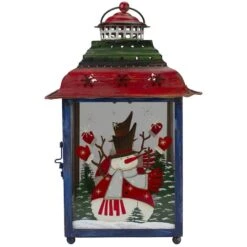 Northlight 15" Red, Green & Blue Snowman Christmas Lantern -Michaels Store D253987S 14