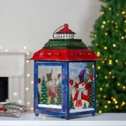 Northlight 15" Red, Green & Blue Snowman Christmas Lantern -Michaels Store D253987S 2
