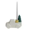 Northlight 5" White Ceramic Truck With Christmas Tree Taper Candlestick Holder