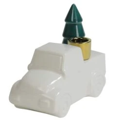 Northlight 5" White Ceramic Truck With Christmas Tree Taper Candlestick Holder -Michaels Store D253991S 4