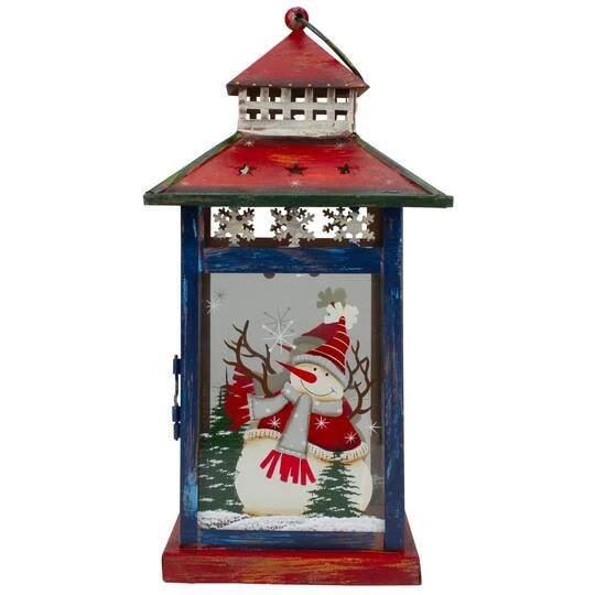 Northlight 13" Red & White Snowman Let It Snow Christmas Lantern 2 Northlight 13" Red & White Snowman Let It Snow Christmas Lantern - Image 2