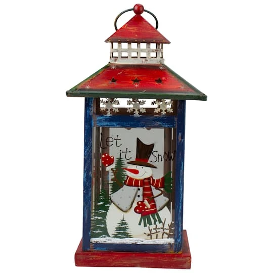 Northlight 13" Red & White Snowman Let It Snow Christmas Lantern 7 Northlight 13" Red & White Snowman Let It Snow Christmas Lantern - Image 7