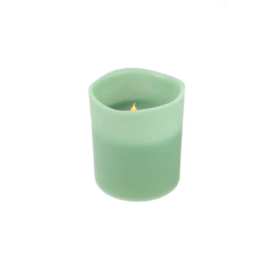 Northlight 8" Sage Green LED 3-Wick Flickering Wax Pillar Candle 2 Northlight 8" Sage Green LED 3-Wick Flickering Wax Pillar Candle - Image 2