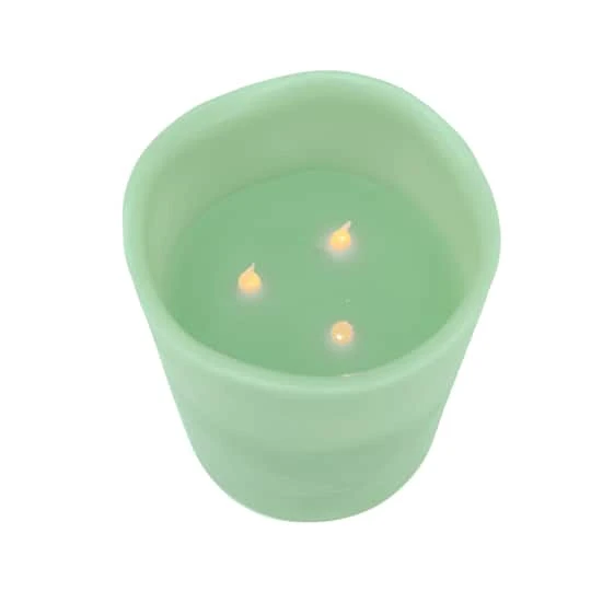 Northlight 8" Sage Green LED 3-Wick Flickering Wax Pillar Candle 3 Northlight 8" Sage Green LED 3-Wick Flickering Wax Pillar Candle - Image 3