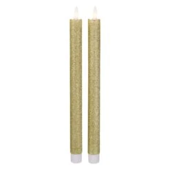 Northlight 12" Gold Glittered Flameless Taper Candles, 2ct. -Michaels Store D253996S 11
