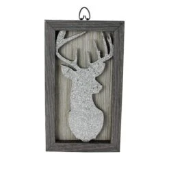 Northlight 10.25" Silver Glittered Buck Silhouette Wall Box Frame