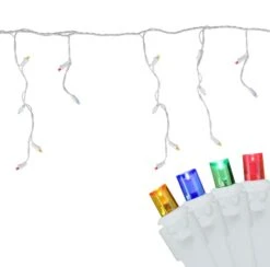 Northlight 100ct. LED Wide Angle Icicle Christmas Lights With White Wire Multicolor -Michaels Store D254013S 12