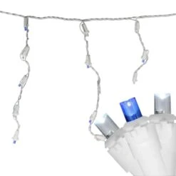 Northlight 100ct. LED Wide Angle Icicle Christmas Lights With White Wire Blue/Pure White -Michaels Store D254028S 12