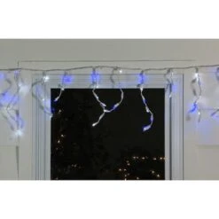 Northlight 100ct. LED Wide Angle Icicle Christmas Lights With White Wire Blue/Pure White -Michaels Store D254028S 13