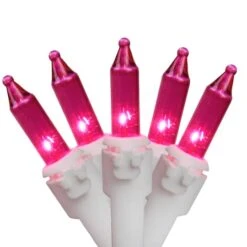 Northlight 100ct. Mini Christmas String Lights With White Wire Magenta Pink -Michaels Store D254035S 1 1