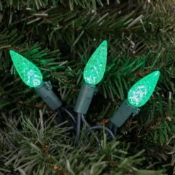 Northlight 70ct. LED Faceted C6 Christmas String Lights Green -Michaels Store D254079S 2