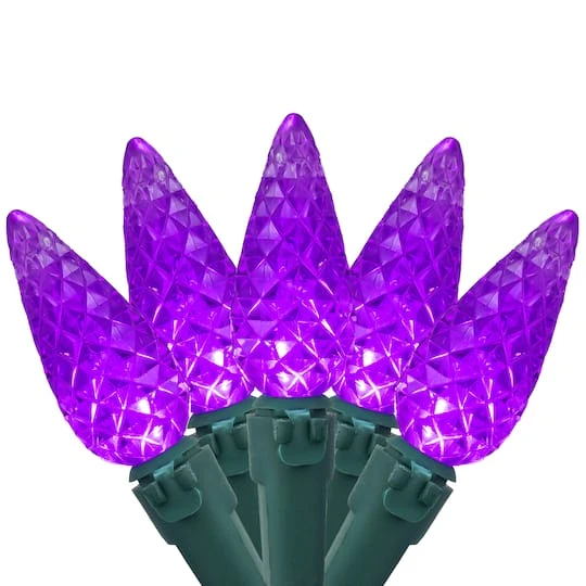 Northlight 70ct. LED Faceted C6 Christmas String Lights Purple 1 Northlight 70ct. LED Faceted C6 Christmas String Lights Purple