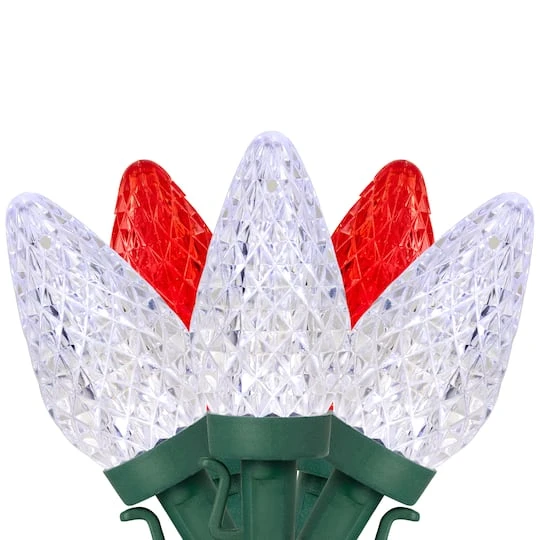 Northlight 100ct. Faceted LED C9 Christmas String Lights Red/Pure White 5 Northlight 100ct. Faceted LED C9 Christmas String Lights Red/Pure White - Image 5