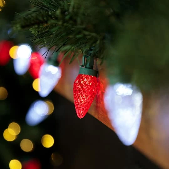 Northlight 100ct. Faceted LED C9 Christmas String Lights Red/Pure White 6 Northlight 100ct. Faceted LED C9 Christmas String Lights Red/Pure White - Image 6