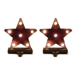 Glitzhome® 7.5" Marquee LED Star Stocking Holder, 2ct.