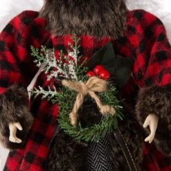 Glitzhome® 16" Red Plaid Faux Fur Angel Tree Topper -Michaels Store D254165S 4