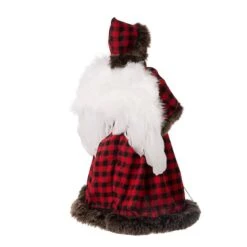 Glitzhome® 16" Red Plaid Faux Fur Angel Tree Topper -Michaels Store D254165S 8