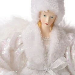 Glitzhome® 16" White Faux Fur Christmas Angel Tree Topper -Michaels Store D254172S 3
