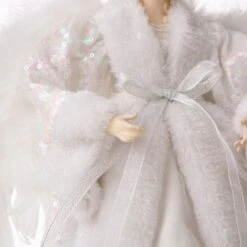 Glitzhome® 16" White Faux Fur Christmas Angel Tree Topper -Michaels Store D254172S 4