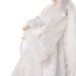 Glitzhome® 16" White Faux Fur Christmas Angel Tree Topper -Michaels Store D254172S 6