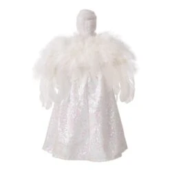 Glitzhome® 16" White Faux Fur Christmas Angel Tree Topper -Michaels Store D254172S 7