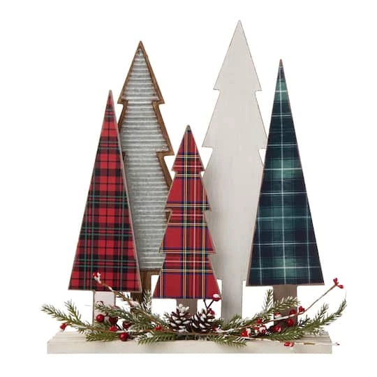 Glitzhome® 14" Wooden Christmas Tree Table Décor 2 Glitzhome® 14" Wooden Christmas Tree Table Décor - Image 2