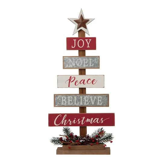 Glitzhome® 20" Wooden Christmas Tree Sign 2 Glitzhome® 20" Wooden Christmas Tree Sign - Image 2