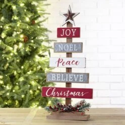Glitzhome® 20" Wooden Christmas Tree Sign 9 Glitzhome® 20" Wooden Christmas Tree Sign -Michaels Store D254178S 2