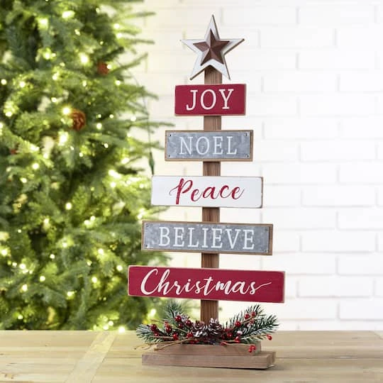 Glitzhome® 20" Wooden Christmas Tree Sign 3 Glitzhome® 20" Wooden Christmas Tree Sign - Image 3