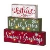 Glitzhome® 12" LED Wooden Block Holiday Word Sign