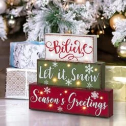 Glitzhome® 12" LED Wooden Block Holiday Word Sign -Michaels Store D254179S 2