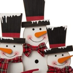 Glitzhome® 18" Wooden Snowman Family Décor Accent -Michaels Store D254182S 5