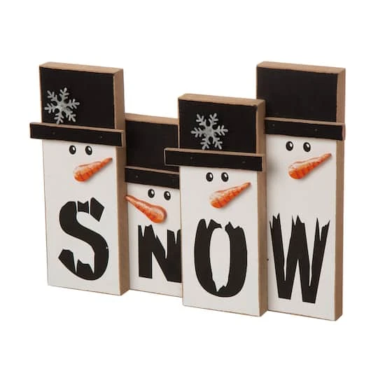 Glitzhome® 12" Wooden Snowman Family Tabletop Accent 1 Glitzhome® 12" Wooden Snowman Family Tabletop Accent