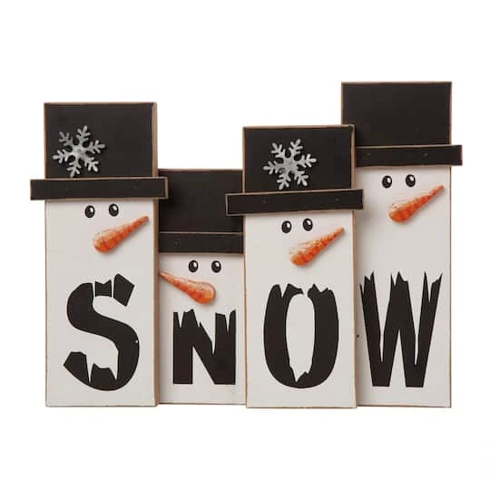 Glitzhome® 12" Wooden Snowman Family Tabletop Accent 4 Glitzhome® 12" Wooden Snowman Family Tabletop Accent - Image 4