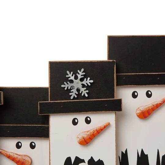 Glitzhome® 12" Wooden Snowman Family Tabletop Accent 5 Glitzhome® 12" Wooden Snowman Family Tabletop Accent - Image 5