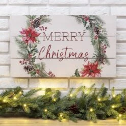 Glitzhome® Wooden Merry Christmas Wall Décor Accent -Michaels Store D254192S 2