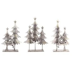 Melrose Metal Christmas Trees & Deer Accent, 3ct.