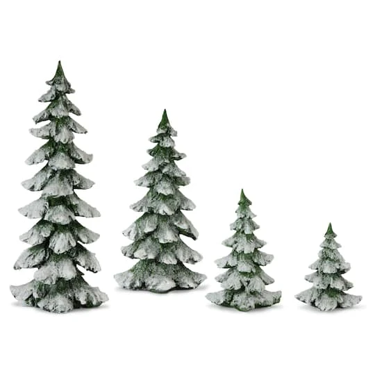 Melrose White & Green Tree Set, 6.5", 9", 13.25" & 18" 1 Melrose White & Green Tree Set, 6.5", 9", 13.25" & 18"