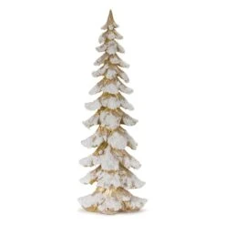 Melrose 26" Unlit White & Gold Artificial Christmas Tree