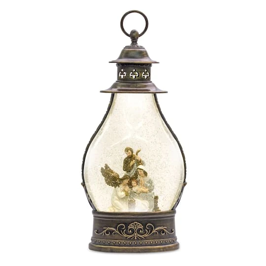 Melrose 15.5" LED Holy Family Snow Globe Lantern 2 Melrose 15.5" LED Holy Family Snow Globe Lantern - Image 2