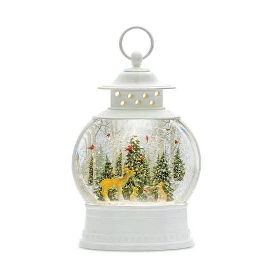 Melrose 11.5" LED Winter Scene With Deer Snow Globe Lantern 2 Melrose 11.5" LED Winter Scene With Deer Snow Globe Lantern - Image 2