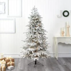 6.5ft. Pre-Lit Flocked Grand Northern Rocky Fir Artificial Christmas Tree, Warm Micro LED Lights -Michaels Store D255895S 7