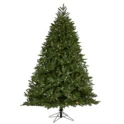 7ft. Pre-Lit Oregon Spruce Artificial Christmas Tree With Multifunction Warm White Microdot LED Lights With Instant Connect Technology