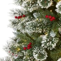 8ft. Pre-Lit Frosted Swiss Pine & Berries Artificial Christmas Tree With Clear LED Lights 11 8ft. Pre-Lit Frosted Swiss Pine & Berries Artificial Christmas Tree With Clear LED Lights -Michaels Store D255952S 3