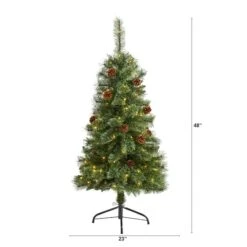 4ft. Pre-Lit White Mountain Pine & Pinecones Artificial Christmas Tree With Clear LED Lights -Michaels Store D255959S 2