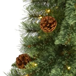 4ft. Pre-Lit White Mountain Pine & Pinecones Artificial Christmas Tree With Clear LED Lights -Michaels Store D255959S 3